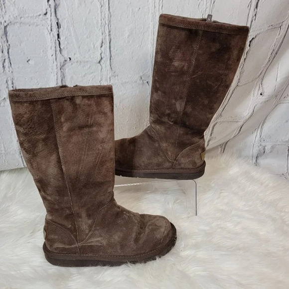 UGG Australia Roslyn Womens Brown Suede Zip Side Tall Shearling Winter Boots 7 - Picture 4 of 15